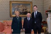 11 December 2017; Dublin's Brian Fenton is welcomed by the President of Ireland Michael D Higgins and his wife Sabina during the Dublin Senior Men's and Ladies Football squads visit to Áras an Uachtaráin in Phoenix Park, Dublin. Photo by Piaras Ó Mídheach/Sportsfile