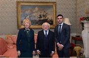11 December 2017; Dublin's Niall Scully is welcomed by the President of Ireland Michael D Higgins and his wife Sabina during the Dublin Senior Men's and Ladies Football squads visit to Áras an Uachtaráin in Phoenix Park, Dublin. Photo by Piaras Ó Mídheach/Sportsfile