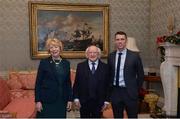 11 December 2017; Dublin's Darren Daly is welcomed by the President of Ireland Michael D Higgins and his wife Sabina during the Dublin Senior Men's and Ladies Football squads visit to Áras an Uachtaráin in Phoenix Park, Dublin. Photo by Piaras Ó Mídheach/Sportsfile