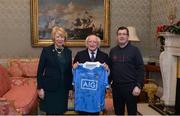 11 December 2017; Dublin's Willie O'Connor is welcomed by the President of Ireland Michael D Higgins and his wife Sabina during the Dublin Senior Men's and Ladies Football squads visit to Áras an Uachtaráin in Phoenix Park, Dublin. Photo by Piaras Ó Mídheach/Sportsfile