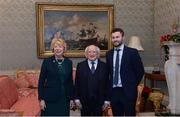 11 December 2017; Dublin's Jack McCaffrey is welcomed by the President of Ireland Michael D Higgins and his wife Sabina during the Dublin Senior Men's and Ladies Football squads visit to Áras an Uachtaráin in Phoenix Park, Dublin. Photo by Piaras Ó Mídheach/Sportsfile