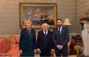 11 December 2017; Dublin's David Boylan is welcomed by the President of Ireland Michael D Higgins and his wife Sabina during the Dublin Senior Men's and Ladies Football squads visit to Áras an Uachtaráin in Phoenix Park, Dublin. Photo by Piaras Ó Mídheach/Sportsfile