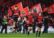 9 December 2017; Munster players, from left, Alex Wootton, Jean Kleyn, and Ian Keatley make their way out for the European Rugby Champions Cup Pool 4 Round 3 match between Munster and Leicester Tigers at Thomond Park in Limerick. Photo by Diarmuid Greene/Sportsfile