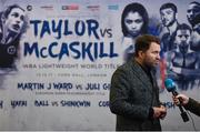 12 December 2017; Matchroom Boxing promoter Eddie Hearn ahead of the Katie Taylor and Jessica McCaskill weighi in at the Courthouse Hotel in Shoreditch, London, ahead of their WBA Lightweight World Title fight. Photo by Stephen McCarthy/Sportsfile