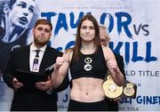 12 December 2017; Katie Taylor weighs in at the Courthouse Hotel in Shoreditch, London, ahead of her WBA Lightweight World Title fight against Jessica McCaskill. Photo by Stephen McCarthy/Sportsfile
