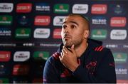 12 December 2017; Simon Zebo during a Munster Rugby press conference at the University of Limerick in Limerick. Photo by Diarmuid Greene/Sportsfile