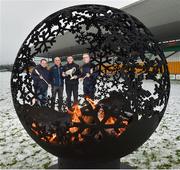 12 December 2017; Kilkenny selector Derek Lyng with, from left, Wexford manager Davy Fitzgerald, Dublin selector and coach Anthony Cunningham and Offaly Manager Kevin Martin at the launch of the Bord na Móna Leinster GAA series at Bord na Móna O'Connor Park, Tullamore, Co Offaly. The Bord na Móna Leinster Series comprises of the Bord na Móna O’Byrne Cup, Bord na Móna Walsh Cup and the Bord na Móna Kehoe Cup. Photo by Matt Browne/Sportsfile