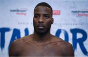 12 December 2017; Lawrence Okolie weighs in at the Courthouse Hotel in Shoreditch, London, ahead of his cruiserweight bout against Antonio Sousa. Photo by Stephen McCarthy/Sportsfile