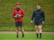 12 December 2017; Tyler Bleyendaal and Rory Scannell during Munster Rugby squad training at the University of Limerick in Limerick. Photo by Diarmuid Greene/Sportsfile