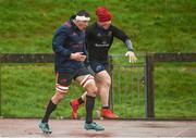 12 December 2017; Robin Copeland and Chris Cloete make their way out for Munster Rugby squad training at the University of Limerick in Limerick. Photo by Diarmuid Greene/Sportsfile
