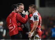 13 October 2017; Wiehahn Herbst of Ulster being attended to by Dr Michael Webb during the European Rugby Champions Cup Pool 1 Round 1 match between Ulster and Wasps at Kingspan Stadium in Belfast. Photo by Oliver McVeigh/Sportsfile