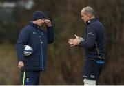 13 December 2017; Head coach Leo Cullen, left, with Devin Toner during Leinster rugby squad training at UCD in Dublin. Photo by Brendan Moran/Sportsfile