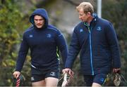 13 December 2017; Jack McGrath, left, and Head Coach Leo Cullen arriving to Leinster rugby squad training at UCD in Dublin. Photo by Eóin Noonan/Sportsfile