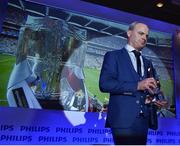 13 December 2017; Galway hurling manager Micheál Donoghue on stage after being named the Philips Lighting Sports Manager of the Year 2017 during the Philips Lighting Sports Manager of the Year 2017 awards at The Intercontinental Hotel, Simmonscourt Road, in Ballsbridge, Dublin. Photo by Seb Daly/Sportsfile