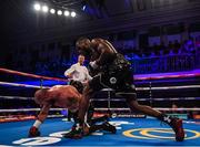 13 December 2017; Lawrence Okolie, right, and Antonio Sousa during their cruiserweight bout at York Hall in London, England. Photo by Stephen McCarthy/Sportsfile