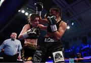 13 December 2017; Katie Taylor, left, and Jessica McCaskill during their WBA Lightweight World Title fight at York Hall in London, England. Photo by Stephen McCarthy/Sportsfile