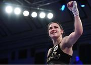 13 December 2017; Katie Taylor celebrates after her WBA Lightweight World Title fight against Jessica McCaskill at York Hall in London, England. Photo by Stephen McCarthy/Sportsfile