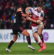 15 December 2017; Stuart McCloskey of Ulster is tackled by Marcus Smith of Harlequins during the European Rugby Champions Cup Pool 1 Round 4 match between Ulster and Harlequins at the Kingspan Stadium in Belfast. Photo by Ramsey Cardy/Sportsfile