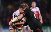 15 December 2017; Chris Henry of Ulster is tackled by Renaldo Bothma of Harlequins during the European Rugby Champions Cup Pool 1 Round 4 match between Ulster and Harlequins at the Kingspan Stadium in Belfast. Photo by Ramsey Cardy/Sportsfile
