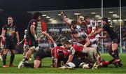 15 December 2017; Ulster players celebrate after Alan O'Connor scored their fourth try during the European Rugby Champions Cup Pool 1 Round 4 match between Ulster and Harlequins at the Kingspan Stadium in Belfast. Photo by Ramsey Cardy/Sportsfile