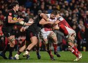 15 December 2017; Iain Henderson of Ulster, supported by Callum Black and Chris Henry, in action against Lewis Boyce of Harlequins during the European Rugby Champions Cup Pool 1 Round 4 match between Ulster and Harlequins at the Kingspan Stadium in Belfast. Photo by Oliver McVeigh/Sportsfile
