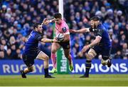 16 December 2017; Henry Slade of Exeter Chiefs is tackled by Robbie Henshaw, left, and Sean O'Brien of Leinster during the European Rugby Champions Cup Pool 3 Round 4 match between Leinster and Exeter Chiefs at the Aviva Stadium in Dublin. Photo by Seb Daly/Sportsfile