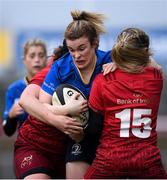 16 December 2017; Susan Vaughan of Leinster is tackled by Munster's Gillian Bourke, left, and Laura O’Mahony during the Women's Interprovincial Rugby match between Munster and Leinster at Thomond Park in Limerick. Photo by Eóin Noonan/Sportsfile