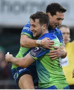 16 December 2017; Jack Carty is congratulated by James Mitchell of Connacht after scoring his side's second try against Brive during the European Rugby Challenge Cup Pool 5 Round 4 match between Connacht and Brive at the Sportsground in Galway. Photo by Matt Browne/Sportsfile