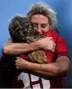 16 December 2017; Siobhan Fleming of Munster celebrates with team-mate Laura O’Mahony after the Women's Interprovincial Rugby match between Munster and Leinster at Thomond Park in Limerick. Photo by Eóin Noonan/Sportsfile