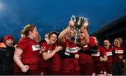 16 December 2017; Siobhan Fleming of Munster lifting the cup after the Women's Interprovincial Rugby match between Munster and Leinster at Thomond Park in Limerick. Photo by Eóin Noonan/Sportsfile