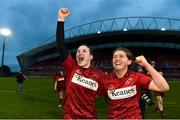 16 December 2017; Ellen Murphy, left, celebrates with team-mate Anna Caplice of Munster after the Women's Interprovincial Rugby match between Munster and Leinster at Thomond Park in Limerick. Photo by Eóin Noonan/Sportsfile