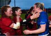 16 December 2017; Orla Fitzsimons of Leinster is consoled by Ellen Murphy of Munster after the Women's Interprovincial Rugby match between Munster and Leinster at Thomond Park in Limerick. Photo by Eóin Noonan/Sportsfile