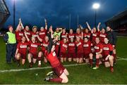 16 December 2017; Munster players celebrate after the Women's Interprovincial Rugby match between Munster and Leinster at Thomond Park in Limerick. Photo by Eóin Noonan/Sportsfile