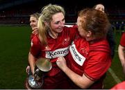 16 December 2017; Siobhan Fleming, left, of Munster celebrates with team-mate Fiona Reidy after the Women's Interprovincial Rugby match between Munster and Leinster at Thomond Park in Limerick. Photo by Eóin Noonan/Sportsfile