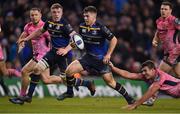 16 December 2017; Luke McGrath of Leinster breaks away from Sam Skinner of Exeter Chiefs on the way to scoring to his side's first try, after a pass from team-mate Dan Leavy, left, during the European Rugby Champions Cup Pool 3 Round 4 match between Leinster and Exeter Chiefs at the Aviva Stadium in Dublin. Photo by Brendan Moran/Sportsfile