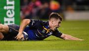16 December 2017; Luke McGrath of Leinster celebrates after scoring his side's first try during the European Rugby Champions Cup Pool 3 Round 4 match between Leinster and Exeter Chiefs at the Aviva Stadium in Dublin. Photo by Ramsey Cardy/Sportsfile