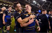 16 December 2017; Jack Conan, left, and Tadhg Furlong of Leinster celebrate after the European Rugby Champions Cup Pool 3 Round 4 match between Leinster and Exeter Chiefs at the Aviva Stadium in Dublin. Photo by Brendan Moran/Sportsfile