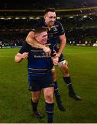 16 December 2017; Tadhg Furlong, left, and Jack Conan of Leinster celebrate their victory following the European Rugby Champions Cup Pool 3 Round 4 match between Leinster and Exeter Chiefs at the Aviva Stadium in Dublin. Photo by Ramsey Cardy/Sportsfile