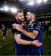 16 December 2017; Sean O'Brien, left, and Rob Kearney of Leinster celebrate their victory following the European Rugby Champions Cup Pool 3 Round 4 match between Leinster and Exeter Chiefs at the Aviva Stadium in Dublin. Photo by Ramsey Cardy/Sportsfile