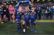 16 December 2017; Matchday mascots 9 year old Alex Deasy, left, from Clontarf, and 8 year old Hugh McNulty, from Ardclough, Co. Kildare, with captain Isa Nacewa ahead of the European Rugby Champions Cup Pool 3 Round 4 match between Leinster and Exeter Chiefs at the Aviva Stadium in Dublin. Photo by Ramsey Cardy/Sportsfile