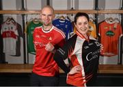 19 December 2017; Tour Guides John Joe Daly, Louth, left, and Niamh Toolan, Eire Óg San Francisco, from the GAA Museum at Croke Park during the recent ‘GAA Jersey January’ launch at Croke Park. GAA Jersey January encourages visitors to proudly wear their GAA club, county or Kellogg’s Cúl Camp jerseys to avail of a half-price admission to the Croke Park Stadium Tour during the month of January. www.crokepark.ie/jerseyjanuary. Photo by Seb Daly/Sportsfile