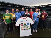 19 December 2017;  Tour Guides, from left, Christy O’Connell, Kerry, Tom Ryan, Na Fianna, Dublin, Paddy Stapleton, Simonstown, Meath, Páidí Doyle, Wicklow, Niamh Toolan, Eire Óg San Francisco, John Joe Daly, Louth, Lauren Burke, Dublin, Cian Nolan, Fermanagh, and Aran O’Reilly, Westmeath, from the GAA Museum at Croke Park during the recent ‘GAA Jersey January’ launch at Croke Park. GAA Jersey January encourages visitors to proudly wear their GAA club, county or Kellogg’s Cúl Camp jerseys to avail of a half-price admission to the Croke Park Stadium Tour during the month of January. www.crokepark.ie/jerseyjanuary. Photo by Seb Daly/Sportsfile
