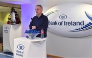 16 December 2017; Colin Kingston, Bank of Ireland, speaking at the Bank of Ireland Provincial Towns Cup Draw in Bank of Ireland Ballsbridge branch. The teams going head to head in the Bank of Ireland Provincial Towns Cup were revealed in a draw on Saturday 16th December ahead of the Leinster v Exeter match at the Aviva Stadium. Players Adam Byrne, Tom Daly and Peter Dooley were on hand to announce the first round of the Draw which was streamed via Facebook Live from the Ballsbridge Branch in Dublin to clubs and fans from around the province. Bank of Ireland has proudly partnered with Leinster Rugby since 2007 and recently announced a 5 year extension of their sponsorship through to the 2023 season. The partnership encompasses all Leinster Rugby activity, from the professional team right through to grassroots community, club and schools level. Bank of Ireland Branch in Ballsbridge, Dublin. Photo by Brendan Moran/Sportsfile