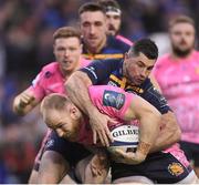 16 December 2017; Matt Kvesic of Exeter Chiefs is tackled by Rob Kearney of Leinster during the European Rugby Champions Cup Pool 3 Round 4 match between Leinster and Exeter Chiefs at the Aviva Stadium in Dublin. Photo by Brendan Moran/Sportsfile