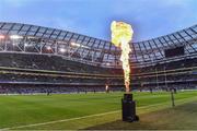 16 December 2017; Flames are lot before the teams come out prior to the European Rugby Champions Cup Pool 3 Round 4 match between Leinster and Exeter Chiefs at the Aviva Stadium in Dublin. Photo by Brendan Moran/Sportsfile