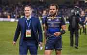 16 December 2017; Isa Nacewa of Leinster with Leinster Communications Manager Marcus O Buaachalla after the European Rugby Champions Cup Pool 3 Round 4 match between Leinster and Exeter Chiefs at the Aviva Stadium in Dublin. Photo by Brendan Moran/Sportsfile