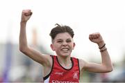 17 December 2017; Oisin Duffy of City of Derry AC Spartans celebrates winning the Boys under-13 2500m at the AAI Novice & Juvenile Uneven Age XC Championships at the WIT Arena in Waterford. Photo by Matt Browne/Sportsfile