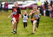 17 December 2017; Cait O'Reilly, 231, of Annalee AC, Co Cavan on her way to winning the Girls under-11 1500m and second place Saoirse Fitzgerald from Lucan Harriers AC at the AAI Novice & Juvenile Uneven Age XC Championships at the WIT Arena in Waterford. Photo by Matt Browne/Sportsfile