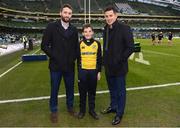 16 December 2017; Josh Twiddy of Clondalkin RFC with Leinster's Barry Daly and Noel Reid prior to the Bank of Ireland Half-Time Minis at the European Rugby Champions Cup Pool 3 Round 4 match between Leinster and Exeter Chiefs at the Aviva Stadium in Dublin. Photo by Stephen McCarthy/Sportsfile