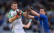 17 December 2017; Ronan Sweeney of Moorefield in action against Gary Glennon of St Loman's during the AIB Leinster GAA Football Senior Club Championship Final match between Moorefield and St Loman's at O'Moore Park in Portlaoise, Co Laois. Photo by Piaras Ó Mídheach/Sportsfile